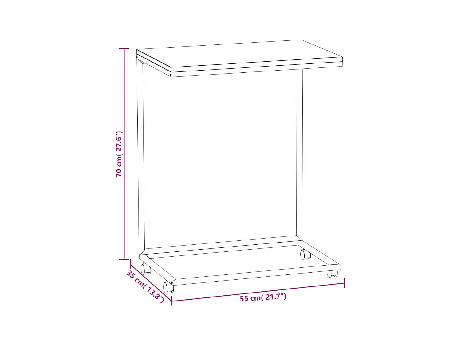 Table basse salon-Table d'appoint avec roues Blanc 55x35x70 cm Bois d'ingénierie SHL37018