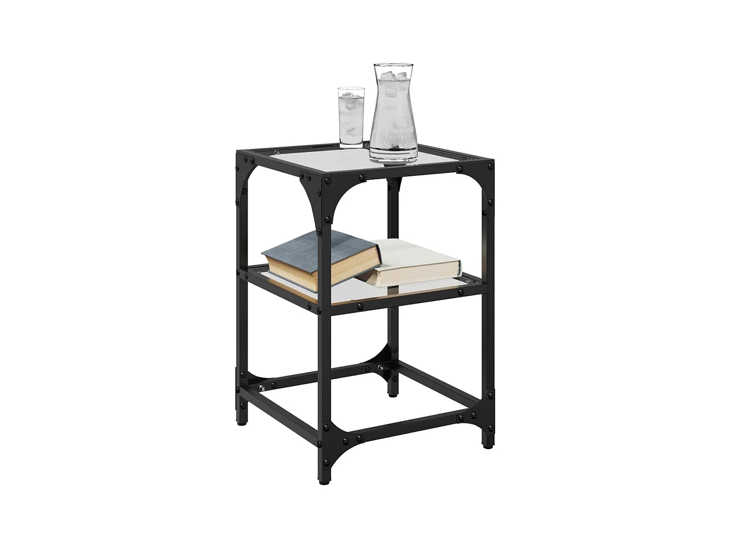 Table basse salon-Table d'appoint-dessus en verre transparent 30x30x45 cm acier SHL62581