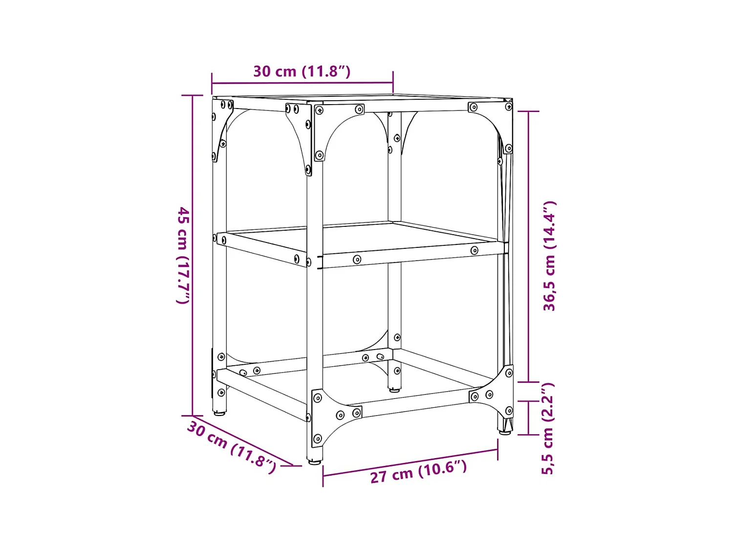 Mesa de centro-Mesa auxiliar hierro y madera maciza de mango 45x45x40 cm SHL4515