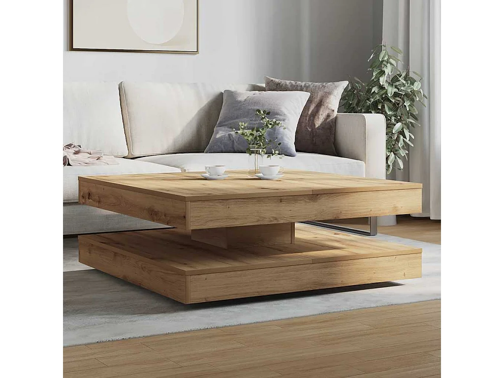 Couchtisch 360-Grad Drehbar Artisan-Eiche 90x90x34,5 cm SHL7864