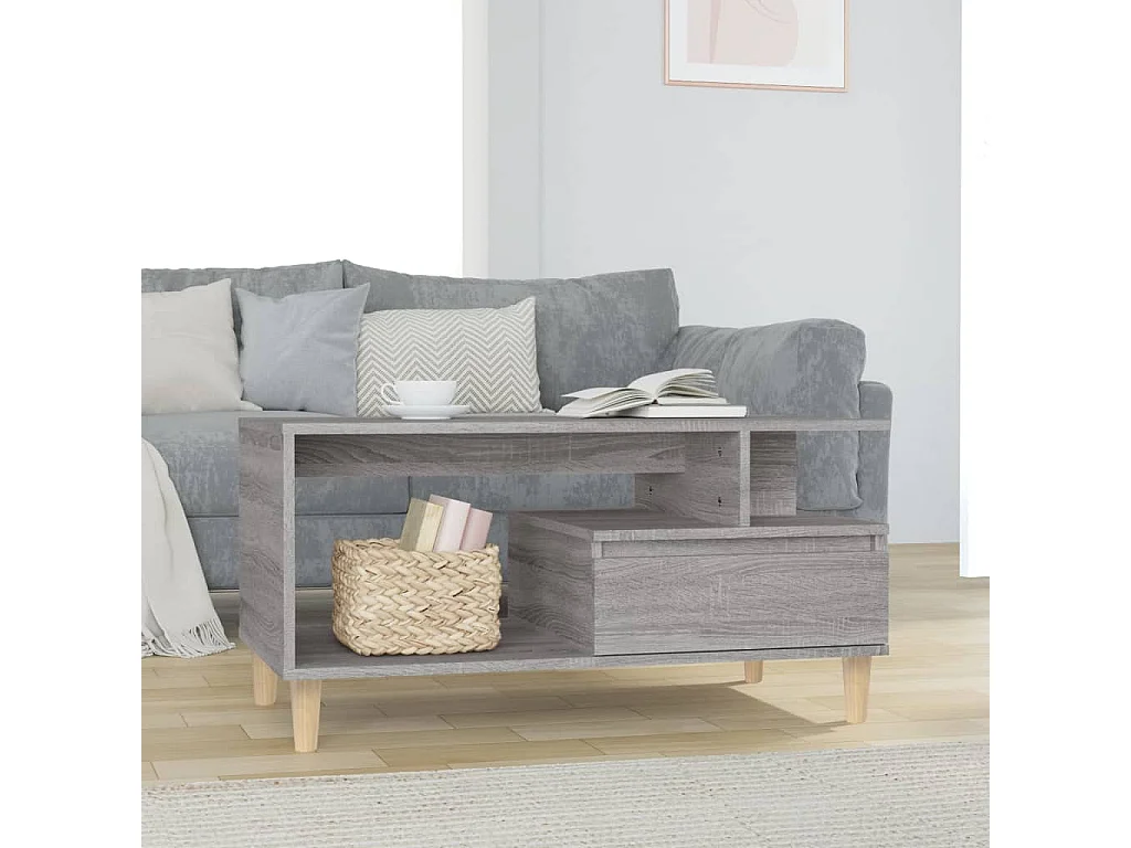 Mesa de centro | Mesa auxiliar madera contrachapada roble marrón 100x50x45 cm SHL4692