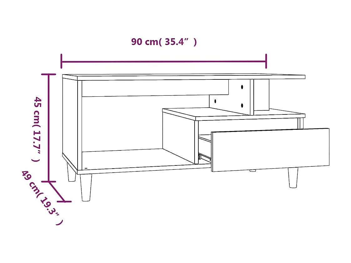 Mesa de centro | Mesa auxiliar madera contrachapada roble marrón 100x50x45 cm SHL4692