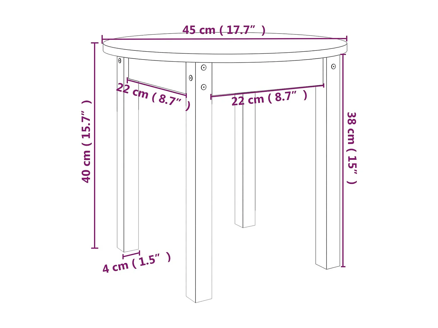Table basse salon-Table d'appoint Noir Ø 45x40 cm Bois massif de pin SHL12324