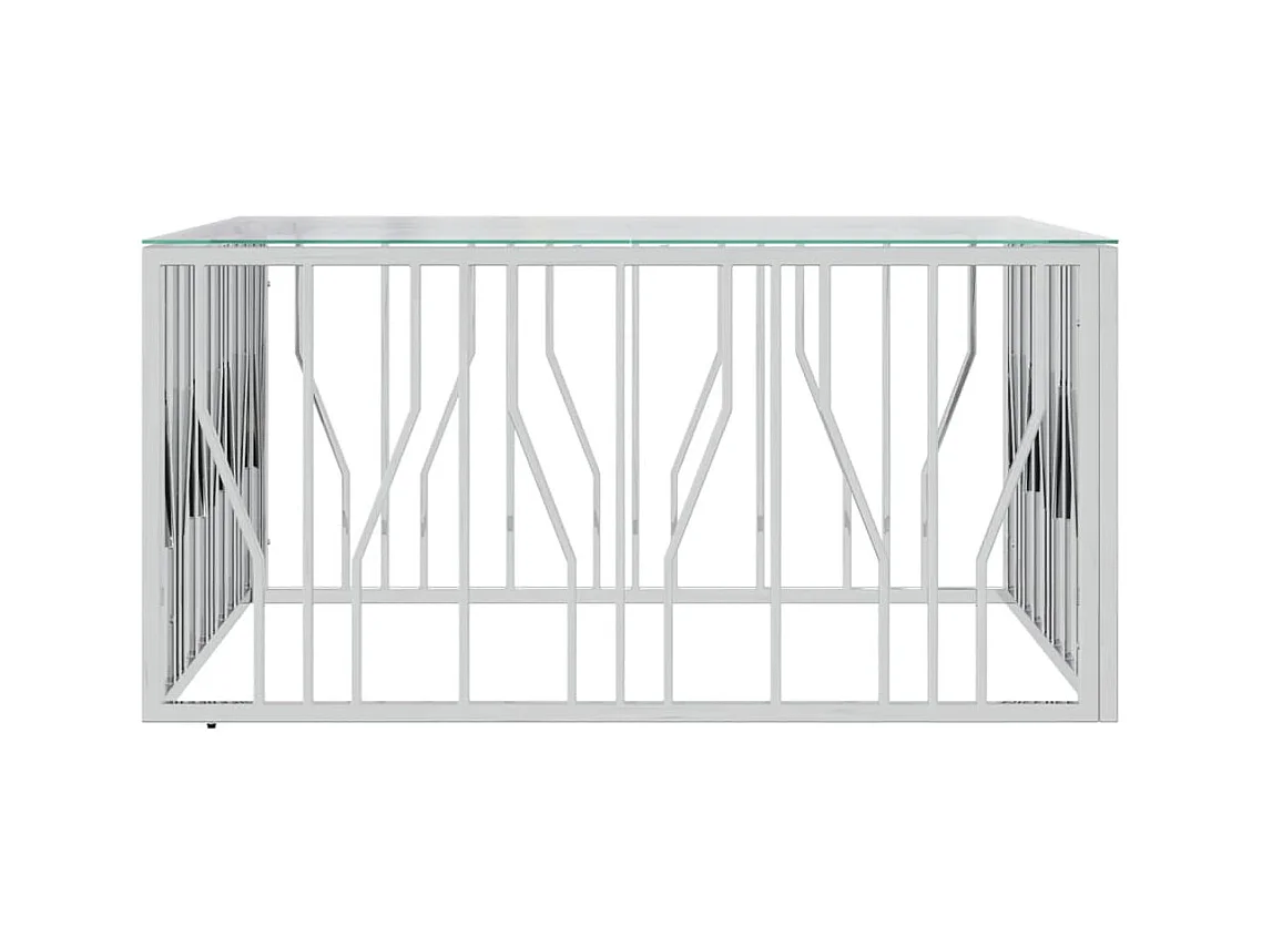 Table basse salon-Table d'appoint 100x100x50 cm acier inoxydable et verre SHL86645