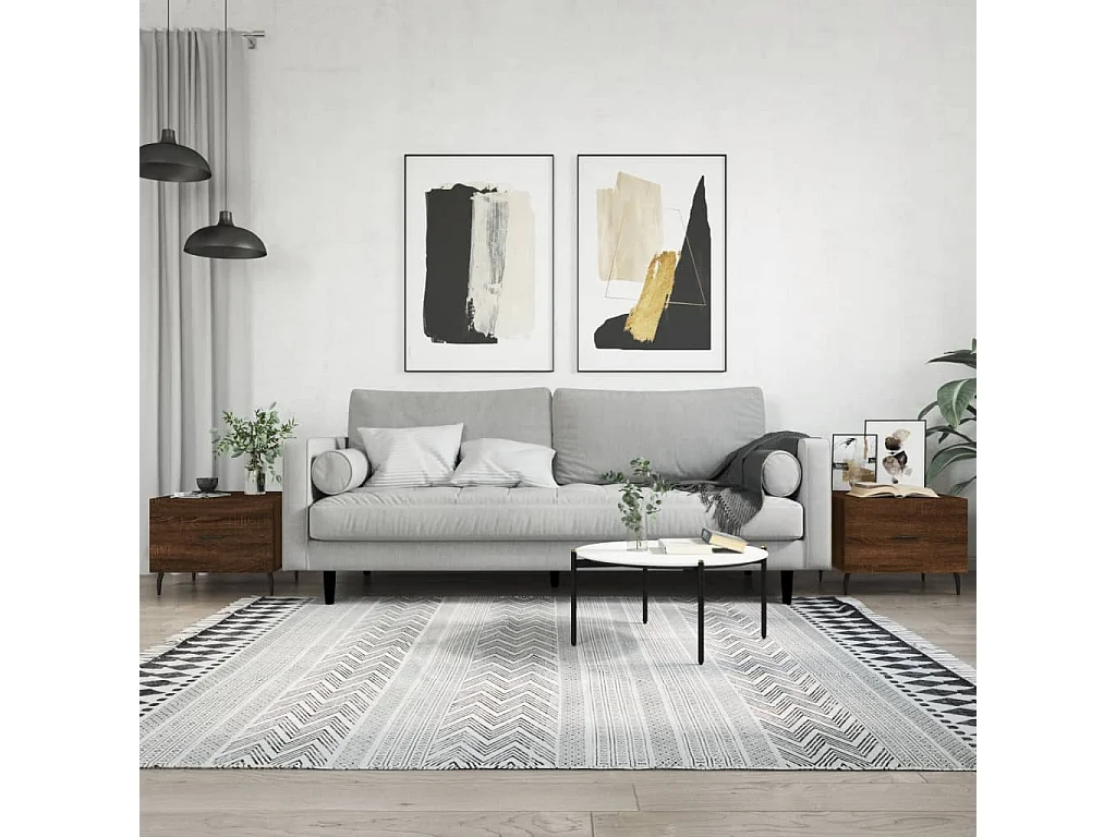 Conjunto de 2 Mesas de Centro | Mesa de apoio | Mesa de café 50x50x40 cm madeira proc. carvalho castanho