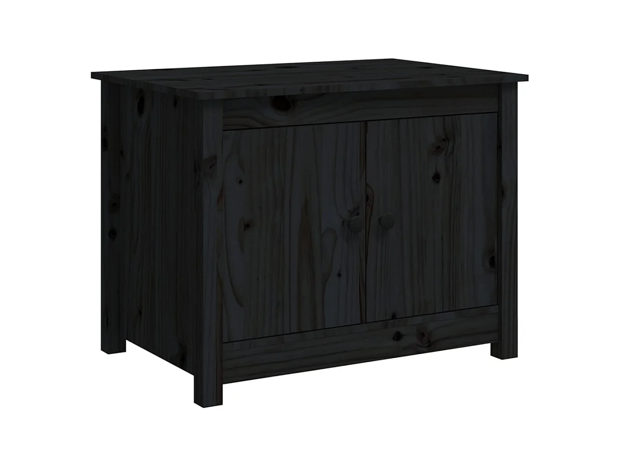 Table basse salon-Table d'appoint Noir 71x49x55 cm Bois massif de pin SHL89566