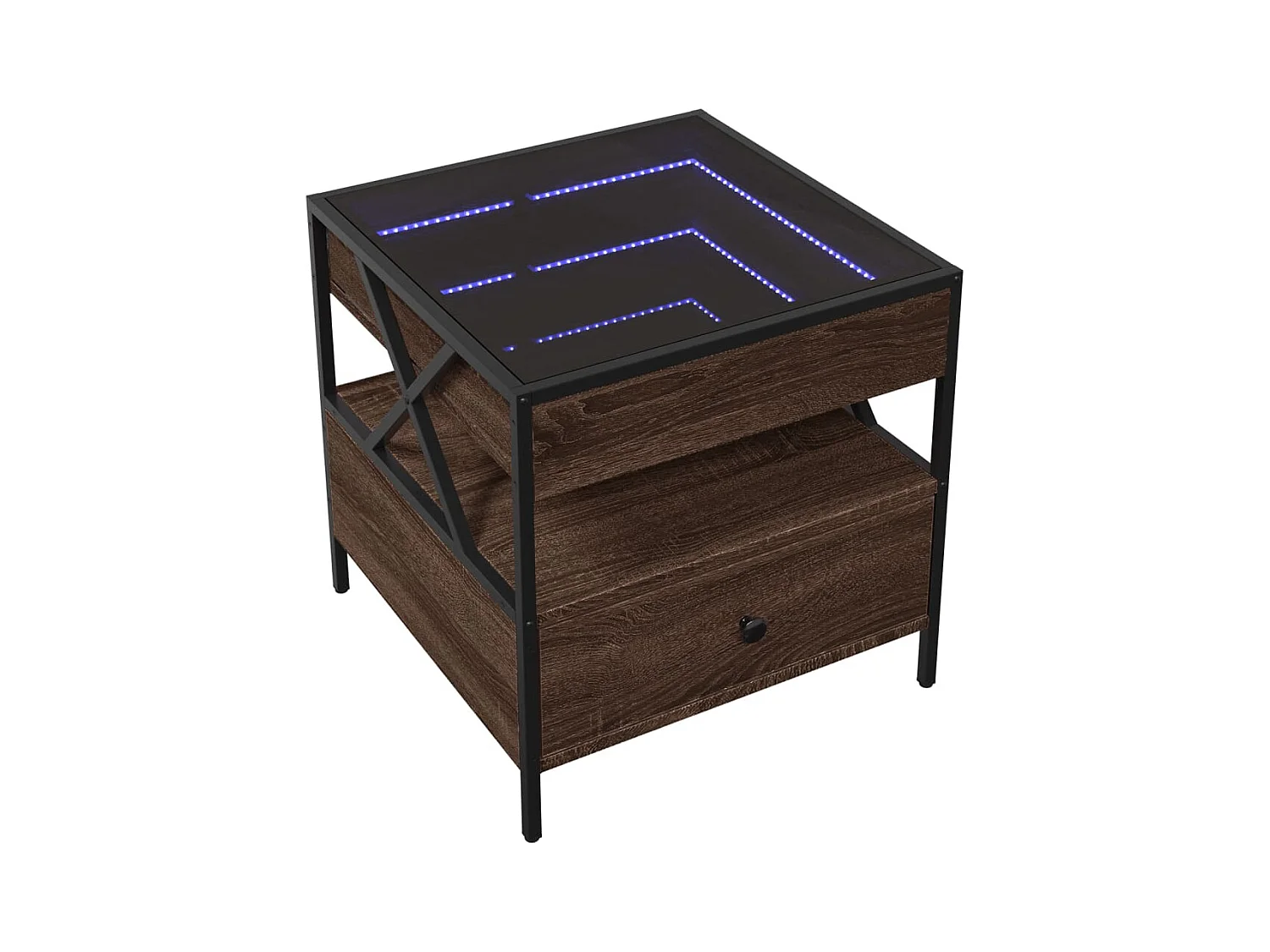 Mesa de centro | Mesa de apoio luzes LED Infinity 50x50x51 cm carvalho castanho