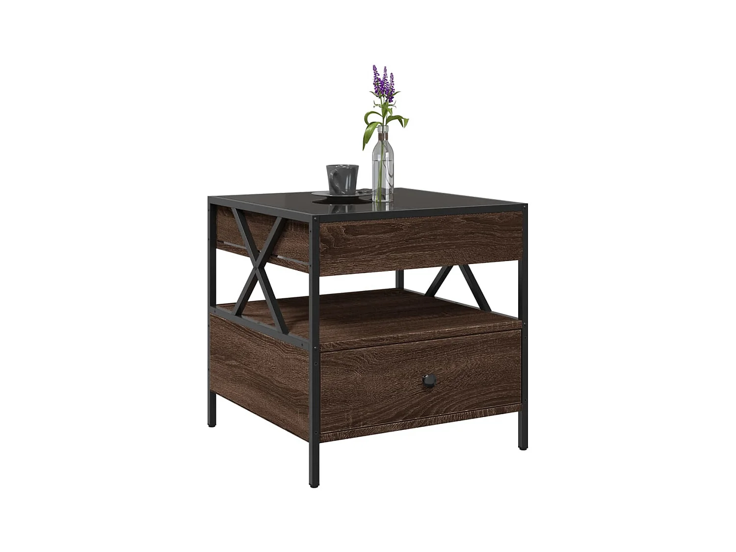 Mesa de centro | Mesa de apoio luzes LED Infinity 50x50x51 cm carvalho castanho