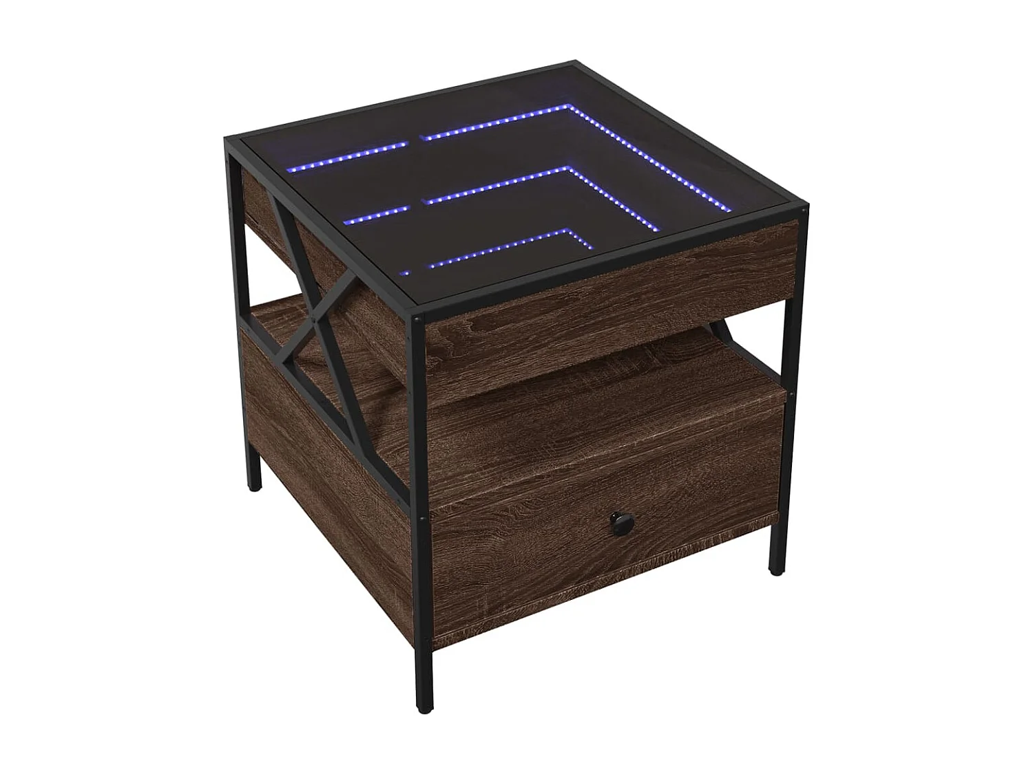 Couchtisch mit Infinity-LED | Beistelltische | Sofatisch Braun Eichen-Optik 50x50x51 cm SHL27450