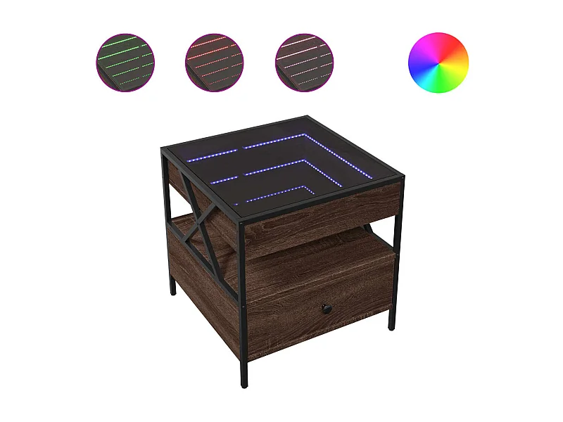 Couchtisch mit Infinity-LED | Beistelltische | Sofatisch Braun Eichen-Optik 50x50x51 cm SHL27450