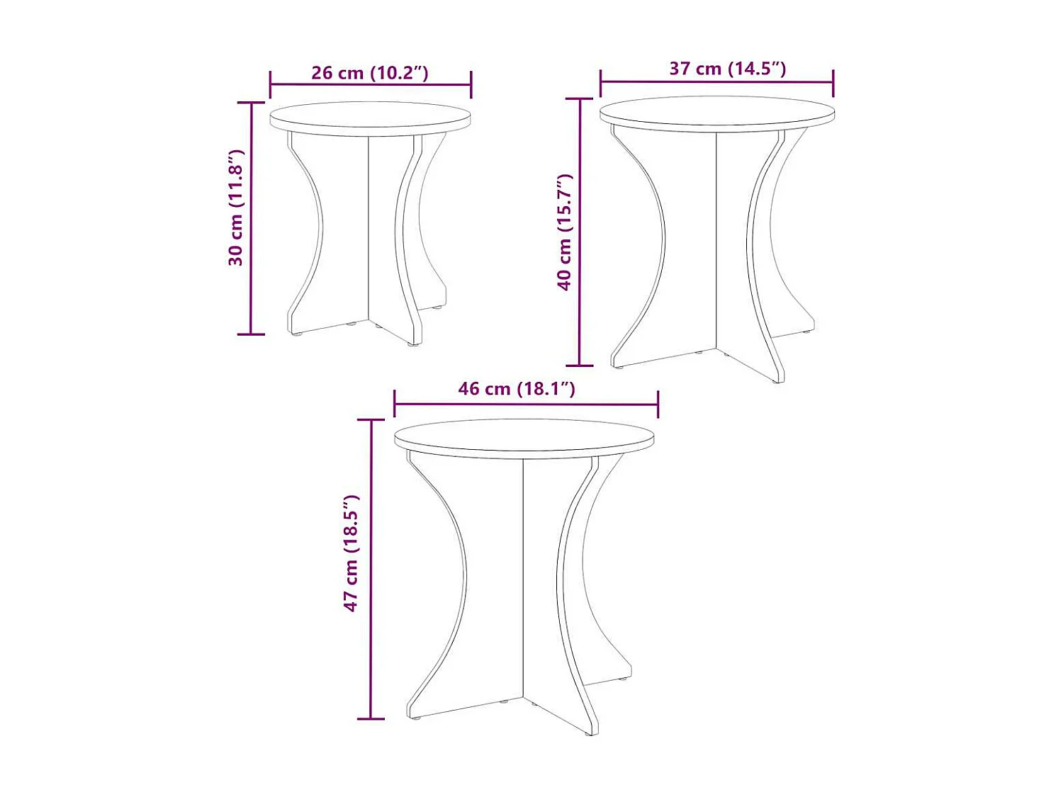 Mesa de centro | Mesa de café | Mesa auxiliar 3 piezas Natural 46x46x47 cm SHL2192