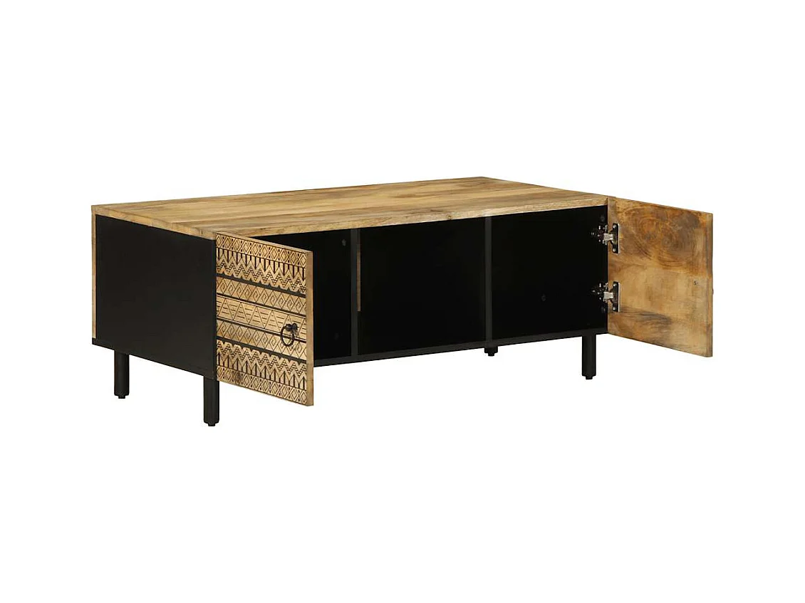 Table basse salon-Table d'appoint noir 100x54x40 cm bois massif de manguier brut SHL28257