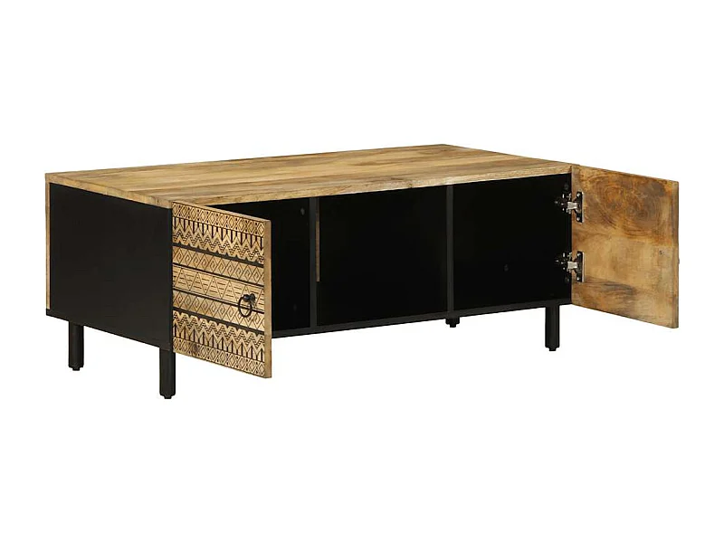 Mesa de centro | Mesa de apoio 100x54x40 cm madeira mangueira áspera maciça preto