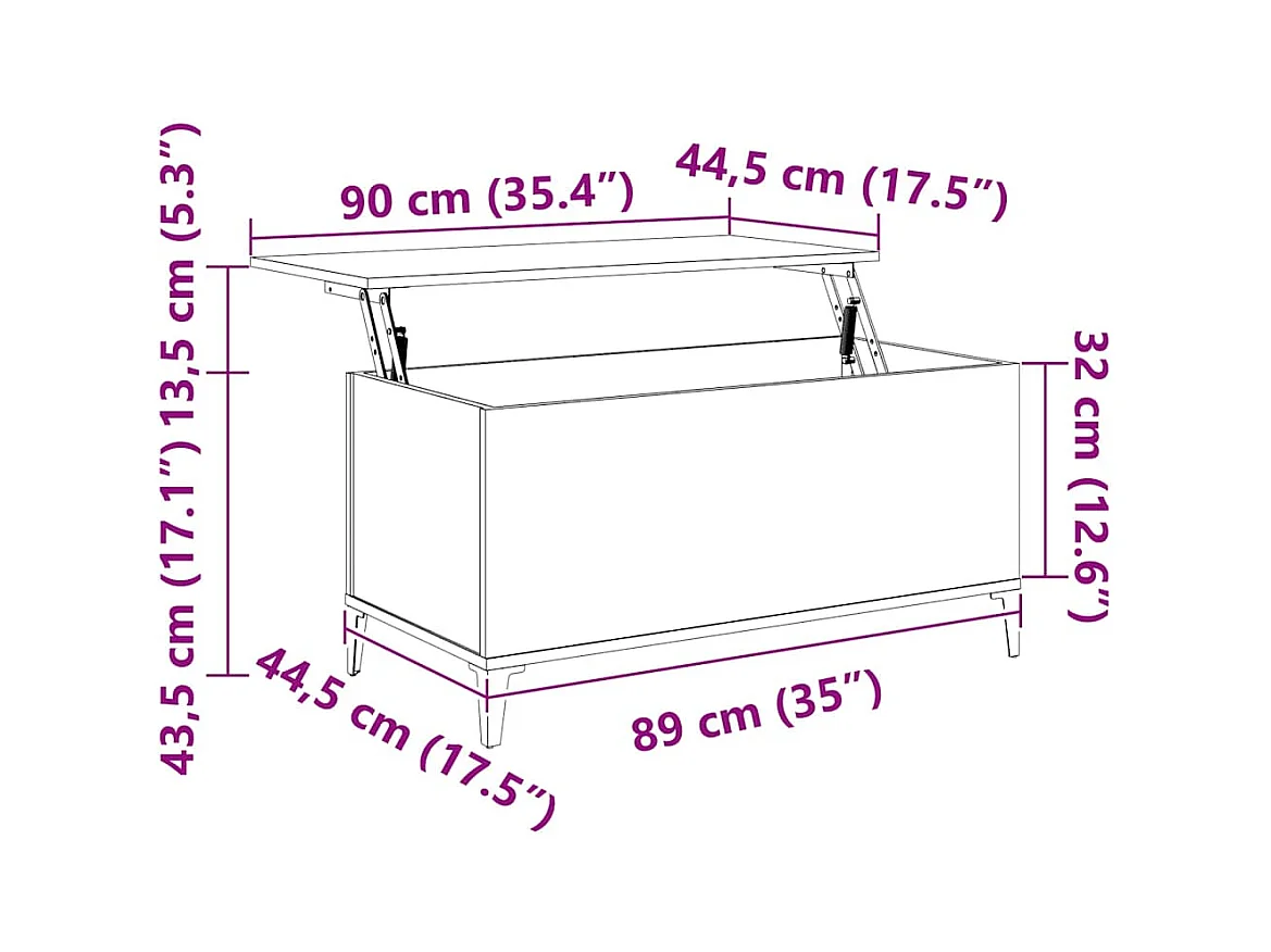 Mesa de centro | Mesa auxiliar madera contrachapada roble artisan 100x50x40 cm SHL230