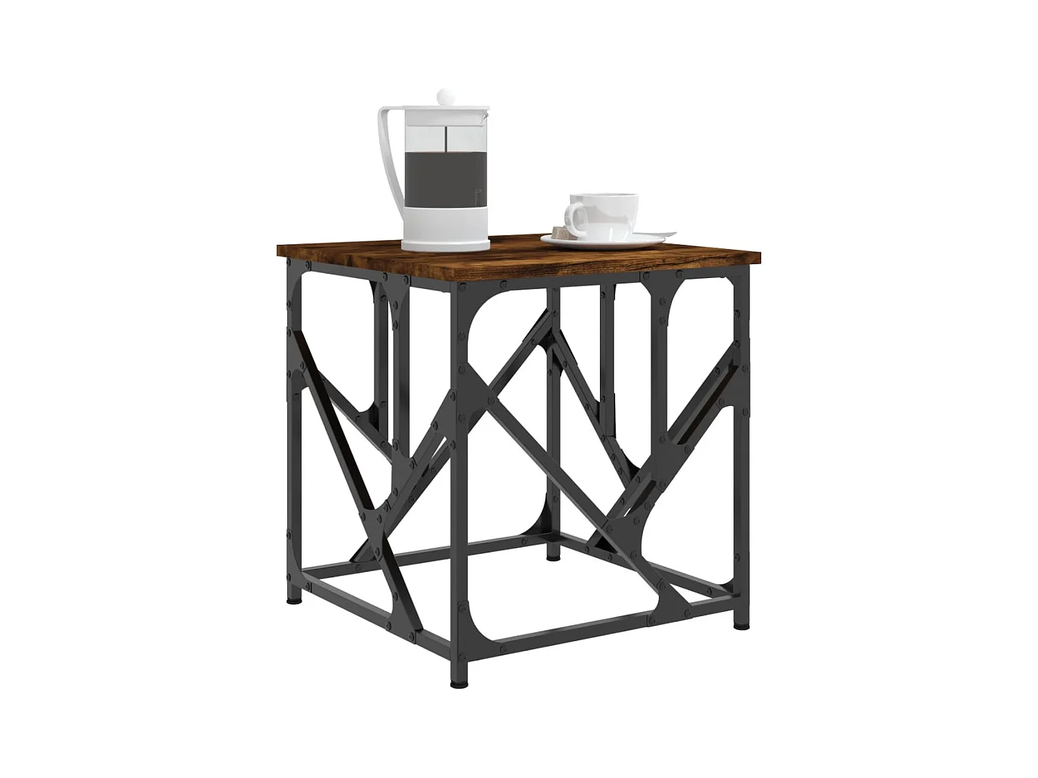 Table basse salon-Table d'appoint chêne fumé 45x45x47,5 cm bois d'ingénierie SHL31459