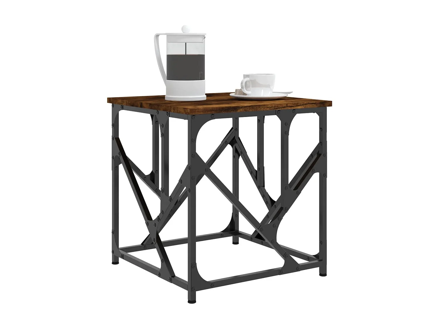 Table basse salon-Table d'appoint chêne fumé 45x45x47,5 cm bois d'ingénierie SHL31459