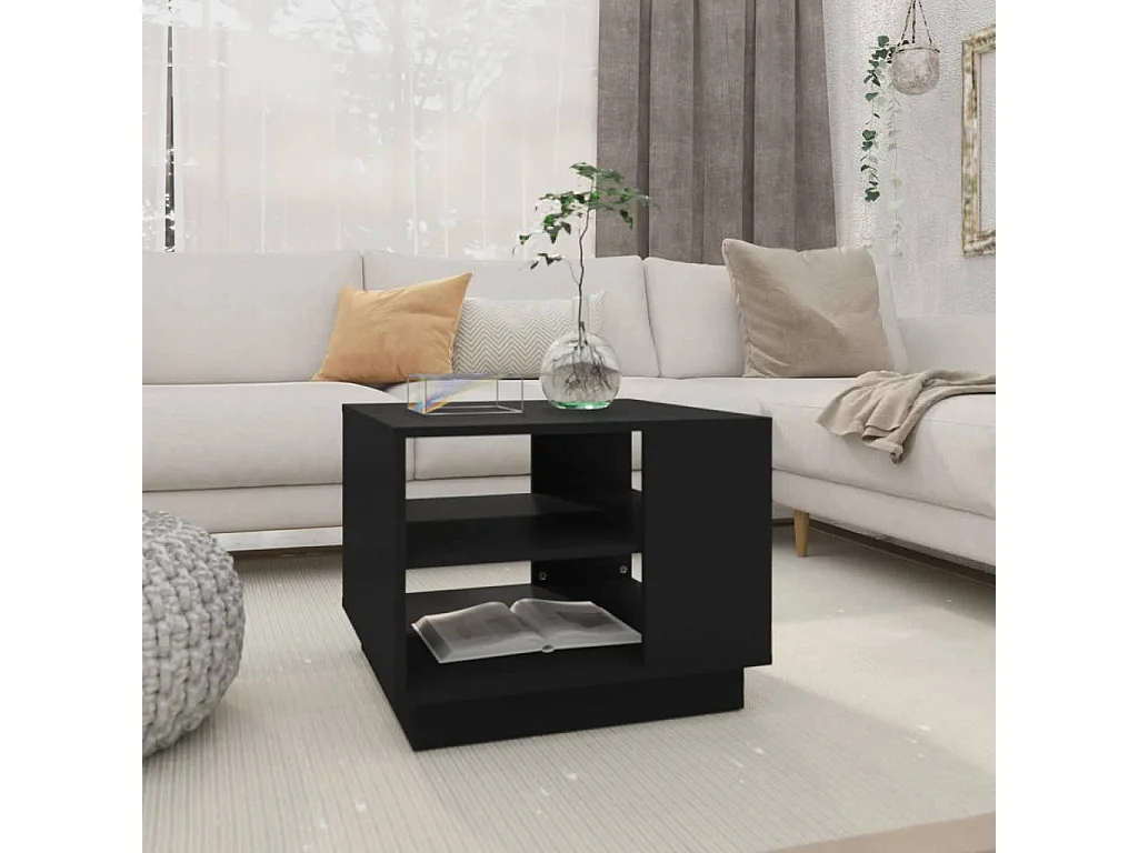 Tavolino da Salotto-Tavolino da Caffè Laterale Nero 55x55x43 cm in Truciolato SHL55240