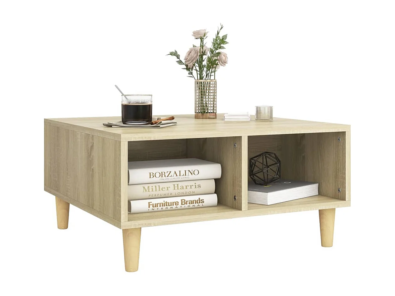 Mesa de centro | Mesa auxiliar con luces LED roble negro 50x50x40 cm SHL2988