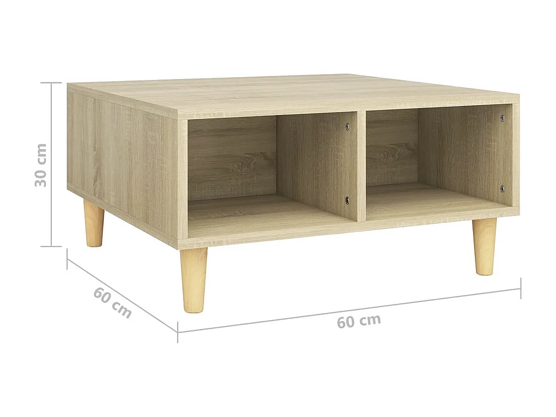 Mesa de centro | Mesa auxiliar con luces LED roble negro 50x50x40 cm SHL2988