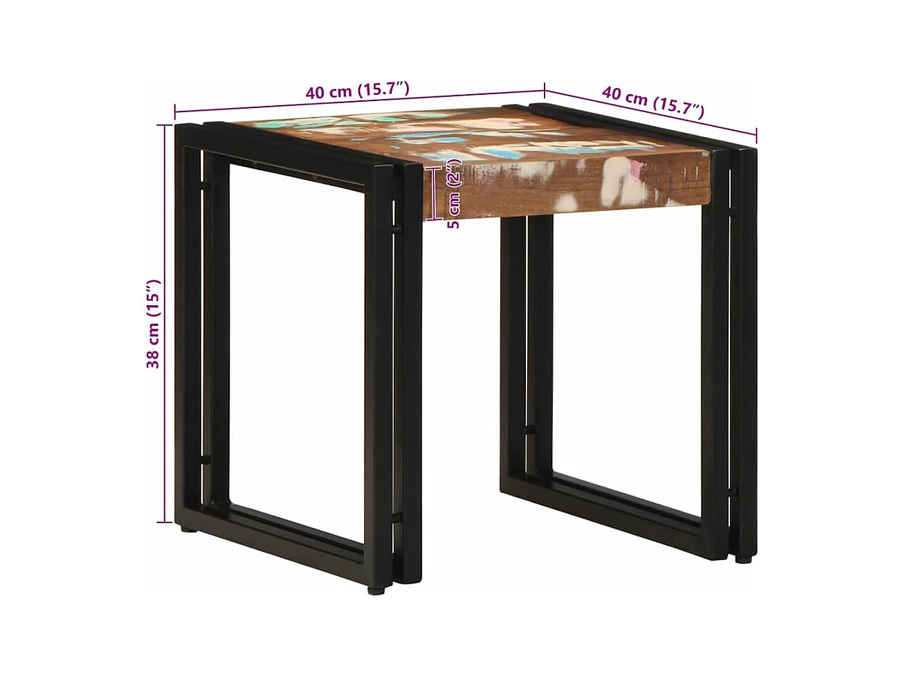 Mesita de noche | Mesa auxiliar con Infinity LED negra 40x40x51 cm SHL2143