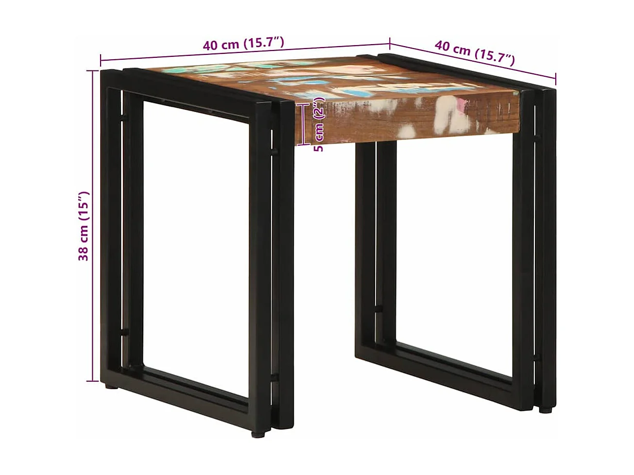 Couchtisch-Wohnzimmertisch-Beistelltische Mehrfarbig 40x40x38 cm Massives Altholz SHL6119