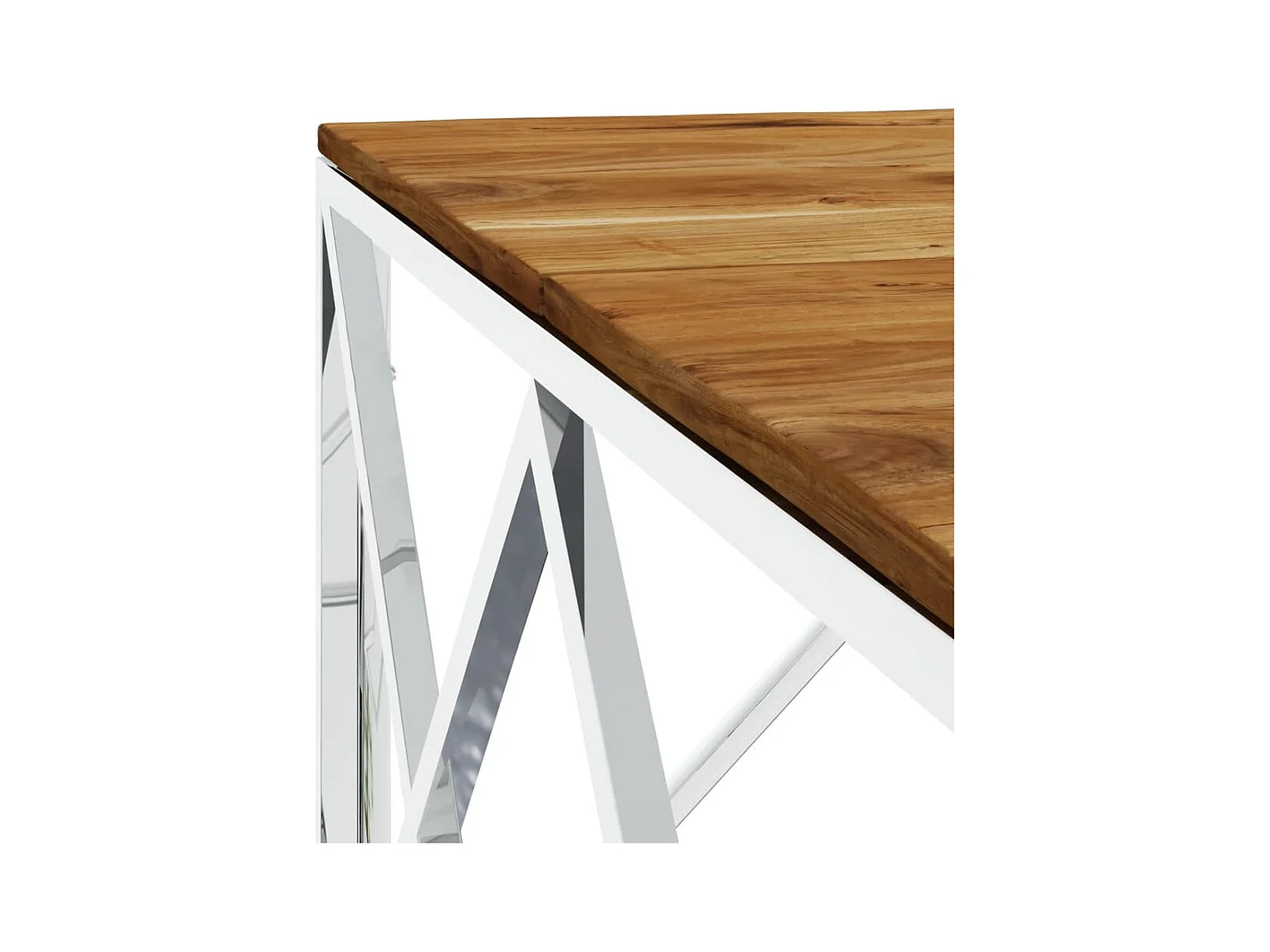 Mesa de centro | Mesa de apoio | Mesa de café aço inoxidável/madeira de acácia maciça prateado