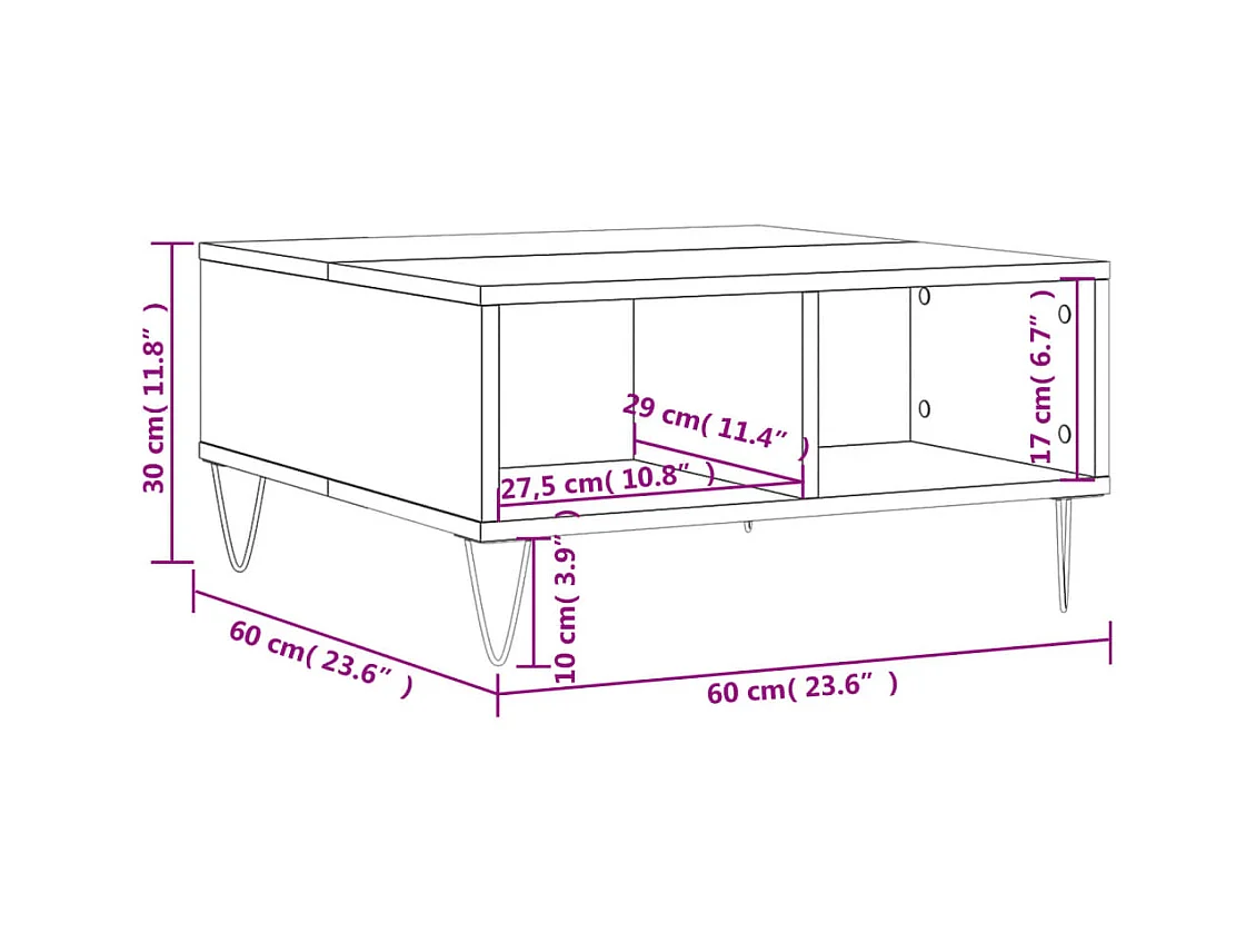 Mesa de centro | Mesa auxiliar madera de ingeniería gris Sonoma 60x60x30 cm SHL433307