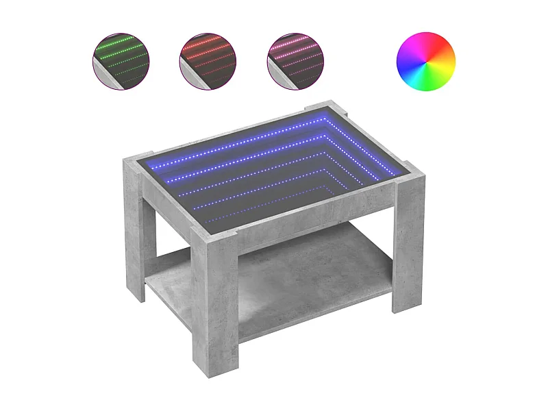 Table basse salon-Table d'appoint avec LED gris béton 73x53x45 cm bois d'ingénierie SHL87705