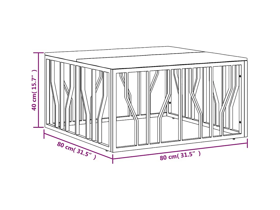 Mesa de centro | Mesa de apoio | Mesa de café aço inoxidável/madeira recuperada maciça prateado