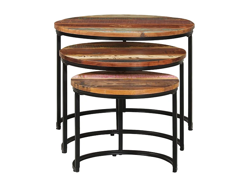 Couchtisch 3er Set-Satztische-Sofatisch Altholz Massiv SHL19213