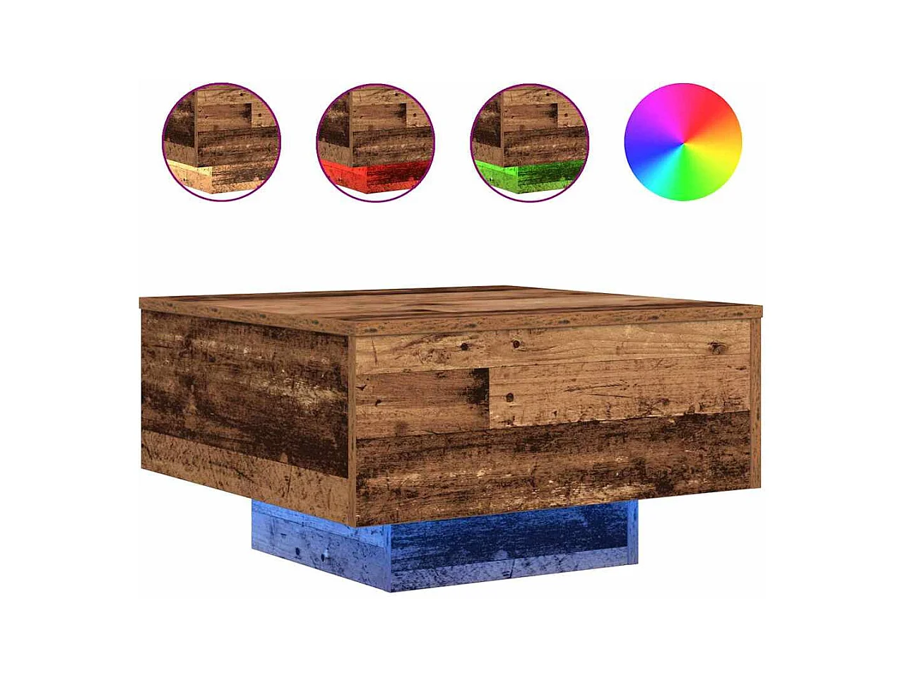 Table basse salon-Table d'appoint avec lumières LED en bois vieilli 55x55x31 cm SHL61331