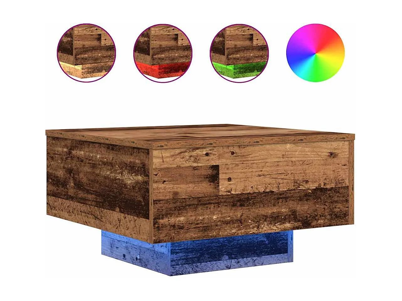 Salontafel | Koffietafel Oud hout 55 x 55 x 31 cm Bewerkt hout