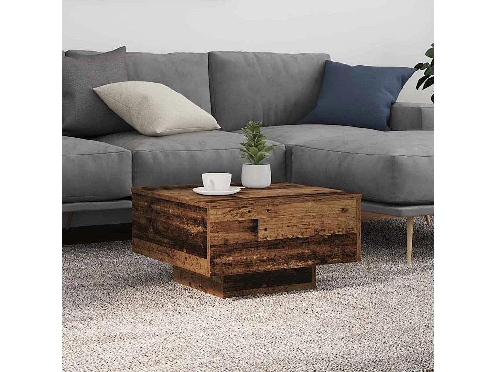 Salontafel | Koffietafel Oud hout 55 x 55 x 31 cm Bewerkt hout