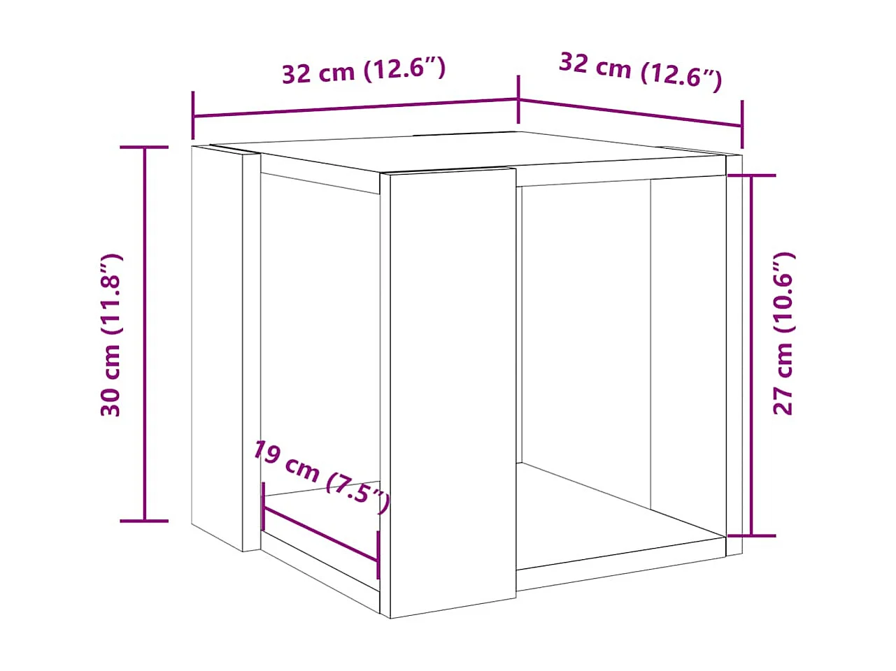 Table basse salon-Table d'appoint blanc 32x32x30 cm bois d'ingénierie SHL1466
