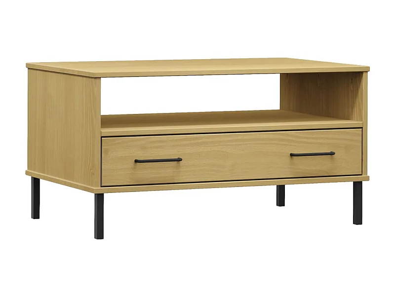 Mesa de centro | Mesa de apoio c/ pernas de metal 85x50x45cm OSLO madeira castanho