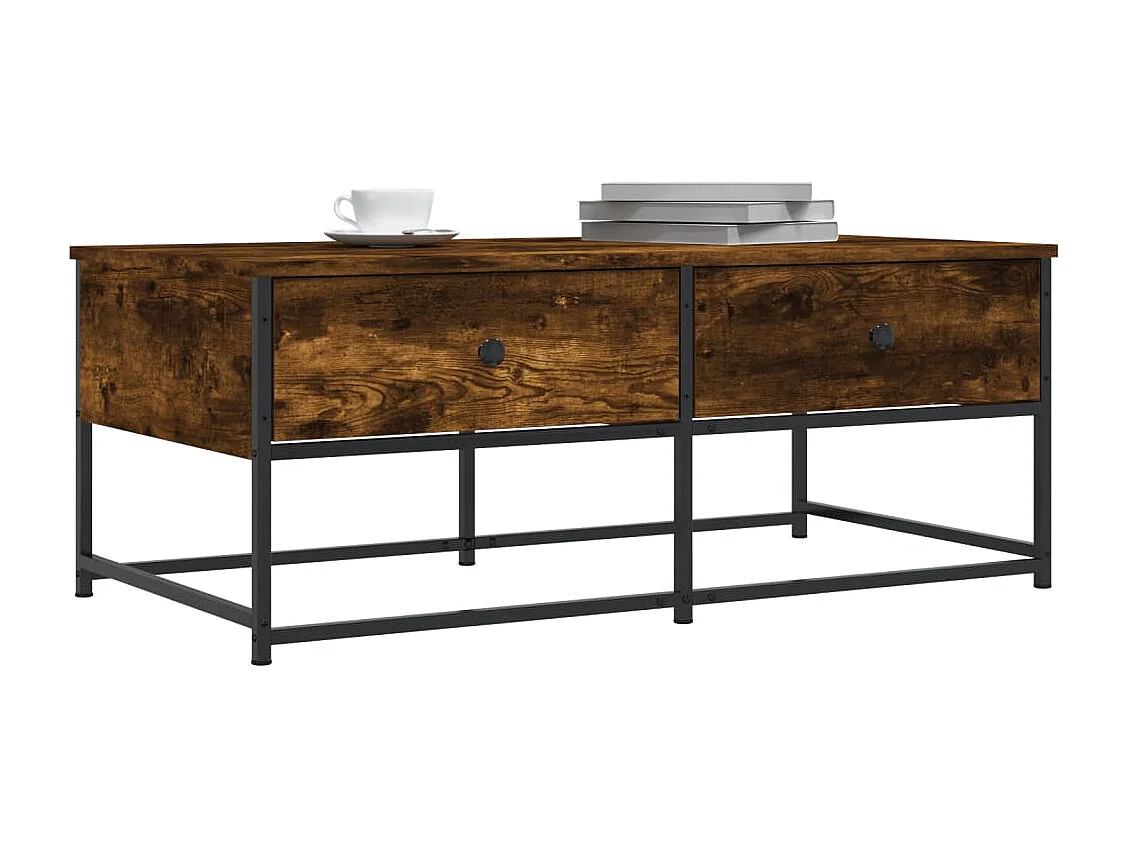 Mesa de centro-Mesa auxiliar acero inoxidable plateado y madera maciza acacia SHL4714