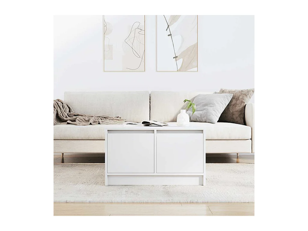 Mesa de centro | Mesa de apoio com gavetas 70.5x70x40 cm branco