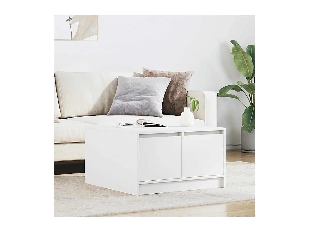 Mesa de centro | Mesa de apoio com gavetas 70.5x70x40 cm branco