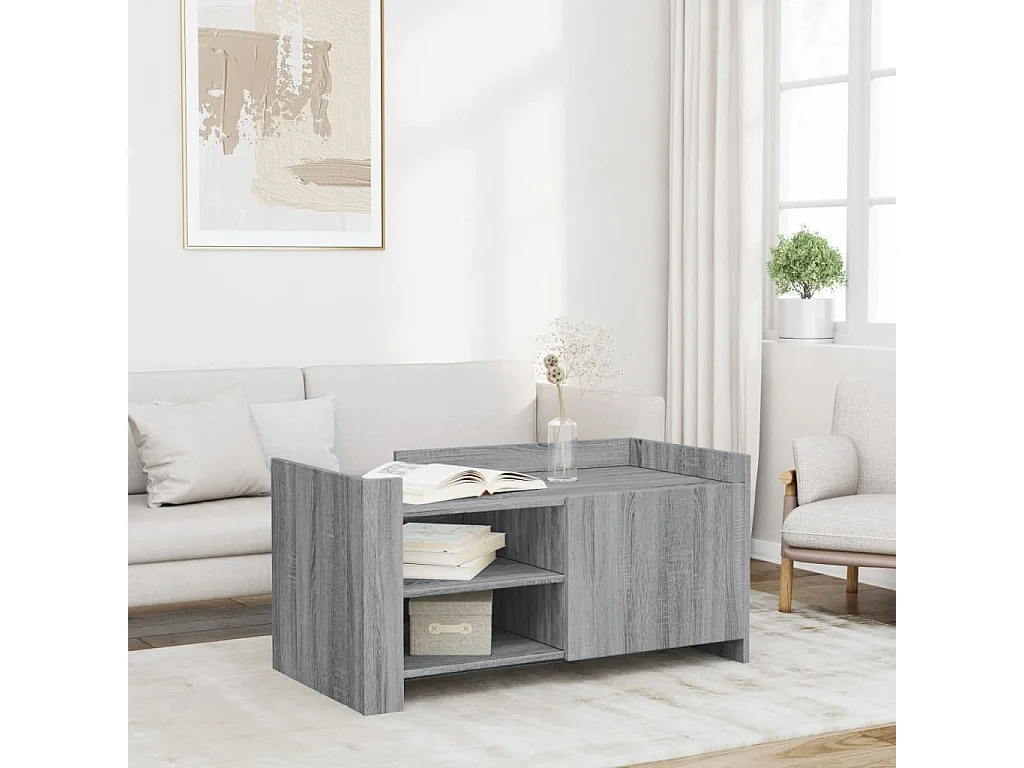 Mesa de centro-Mesa auxiliar madera maciza de mango negra 80x50x40 cm SHL3001