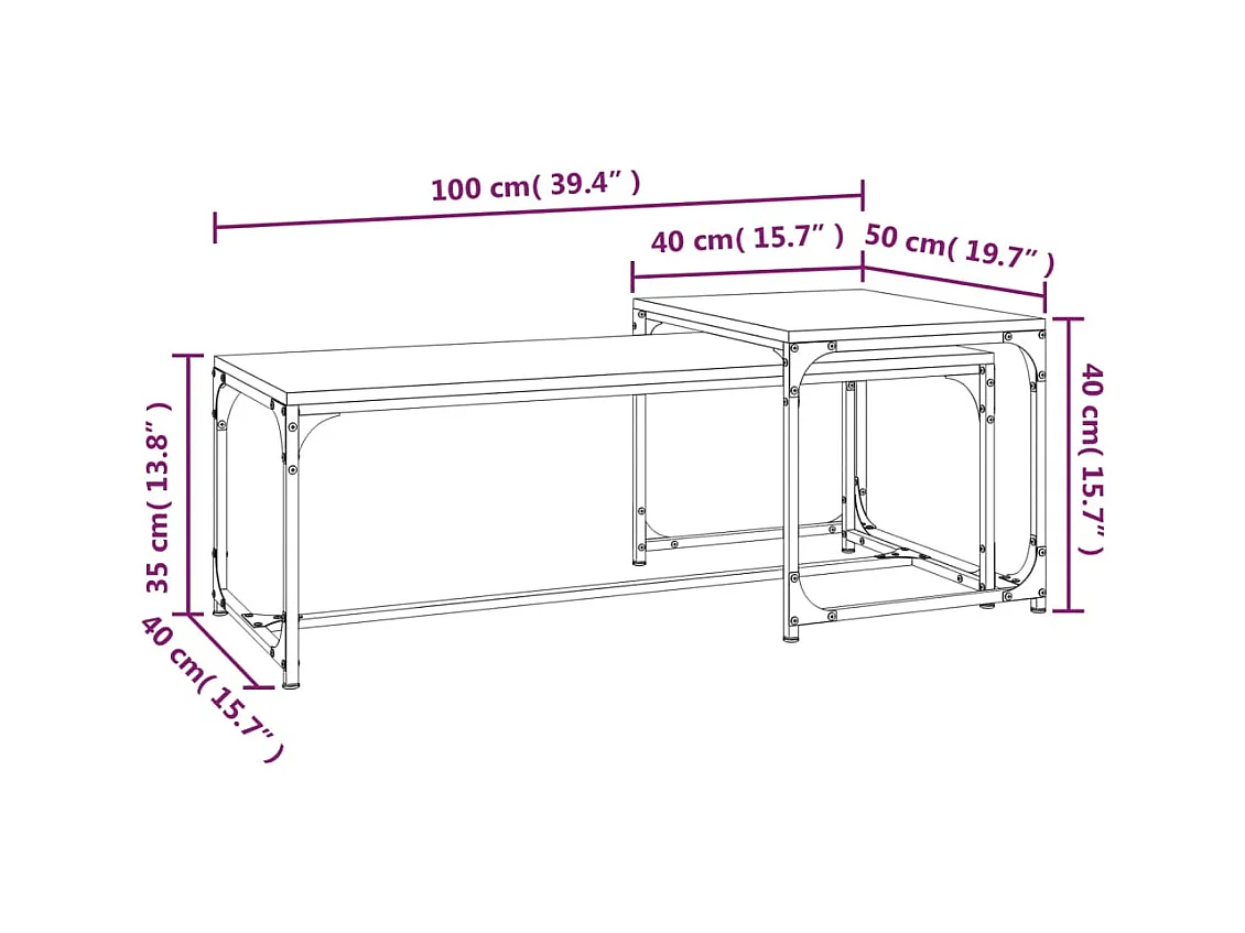 Mesa de centro | Mesa auxiliar madera de ingeniería gris Sonoma 100x55x40 cm SHL44479