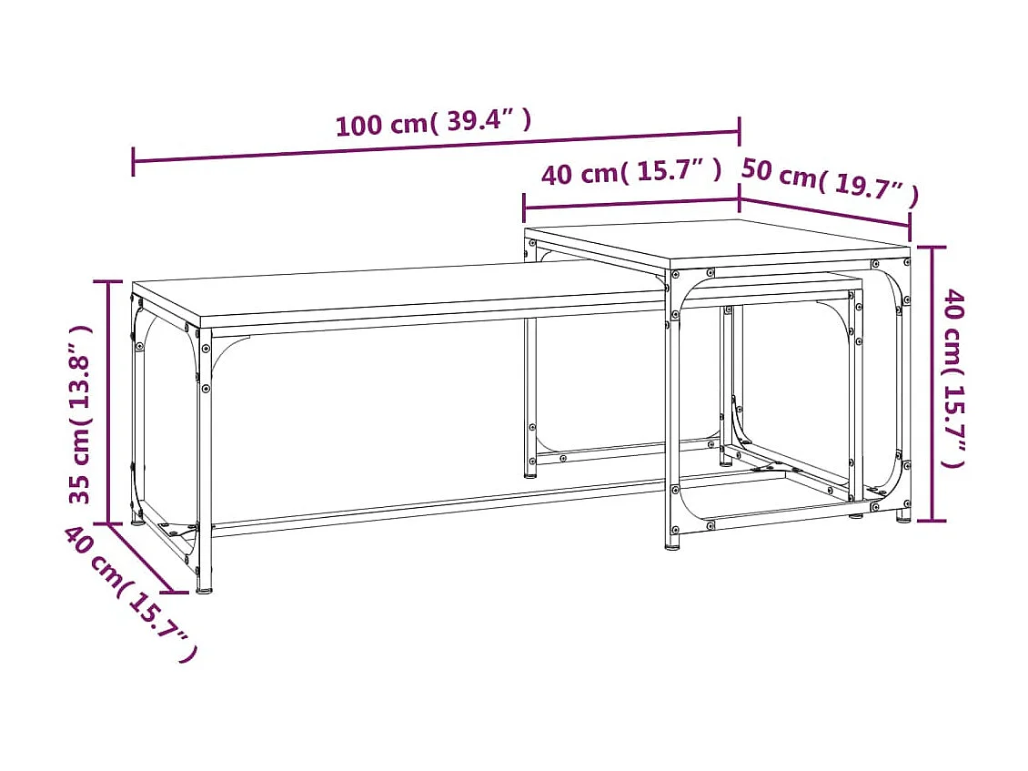 Tables basses 2 pcs Chêne fumé Bois d'ingénierie SHL90189