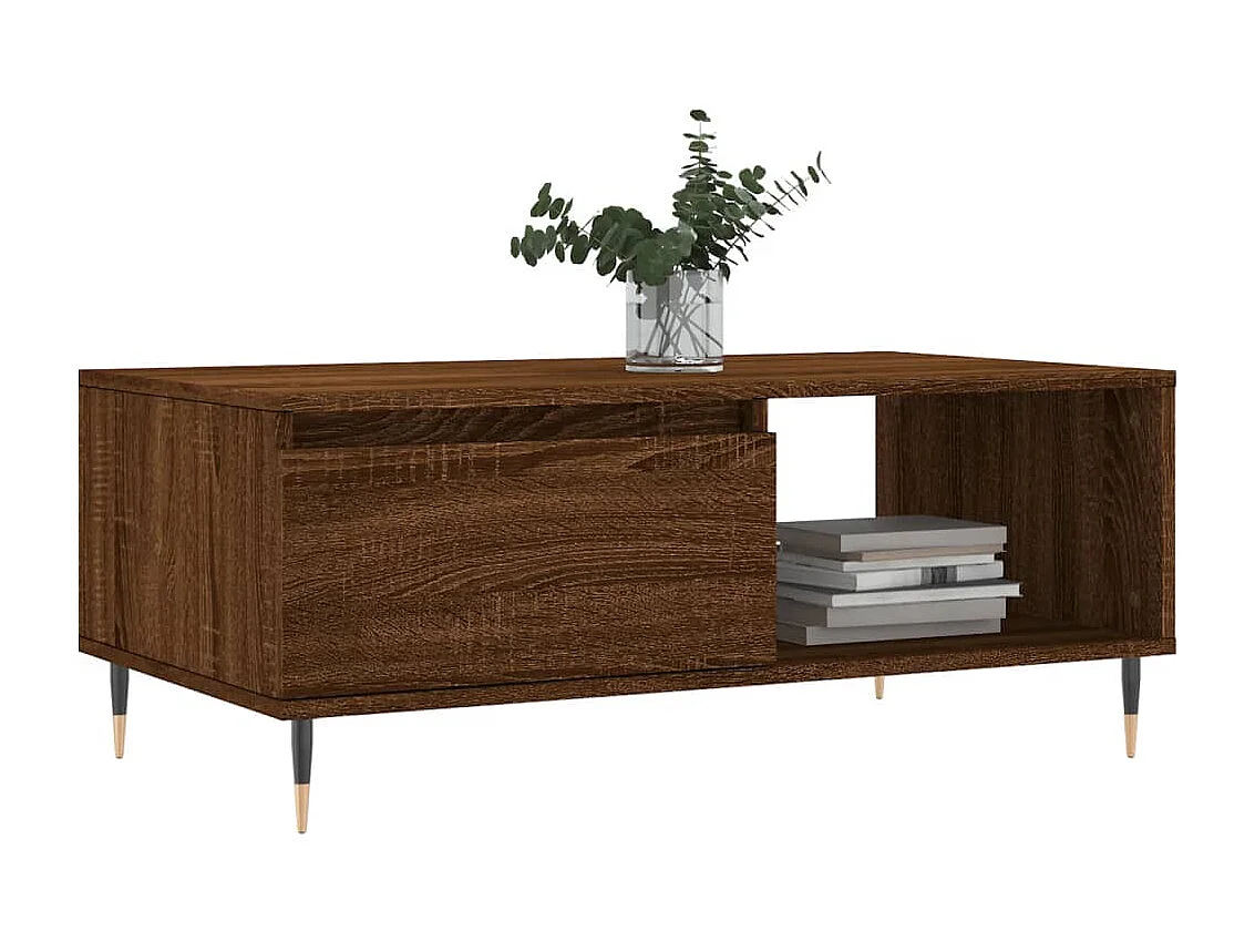 Mesa de centro | Mesa auxiliar madera ingeniería metal gris Sonoma 100x50x35 cm SHL2299