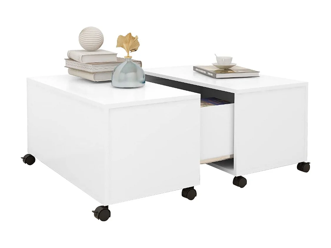 Couchtisch-Sofatisch-Beistelltische Weiß 75x75x38 cm Holzwerkstoff SHL15192