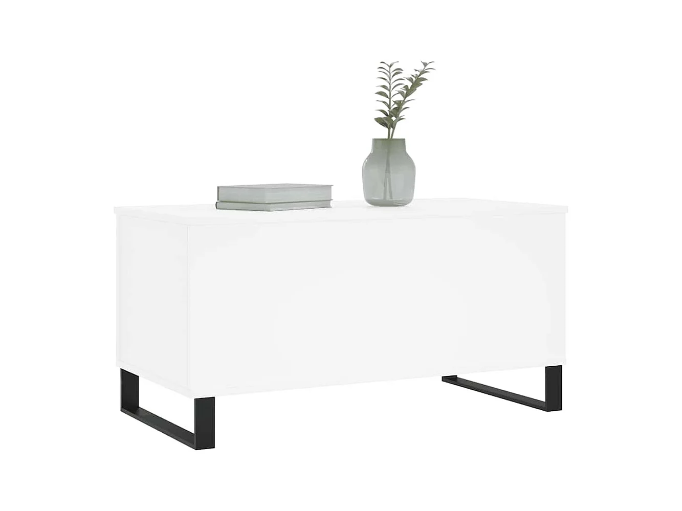 Mesa de centro | Mesa auxiliar superficie de vidrio acero negra 98,5x50x45 cm SHL3280