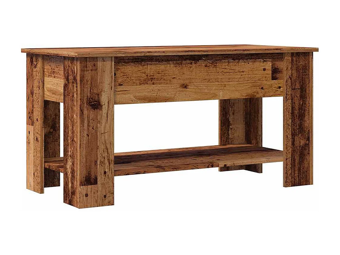 Mesa de centro-Mesa auxiliar SENJA aspecto ratán madera marrón 100x55x33 cm SHL4509