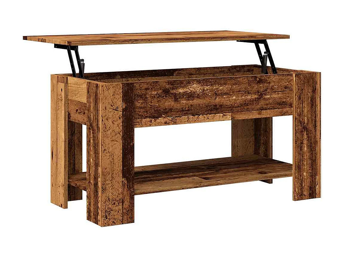 Mesa de centro-Mesa auxiliar SENJA aspecto ratán madera marrón 100x55x33 cm SHL4509