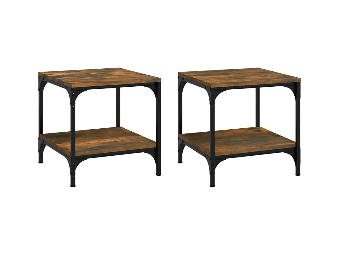 Table basse salon-Table d'appoint 2 pcs Chêne fumé 40x40x40 cm Bois d'ingénierie SHL8294