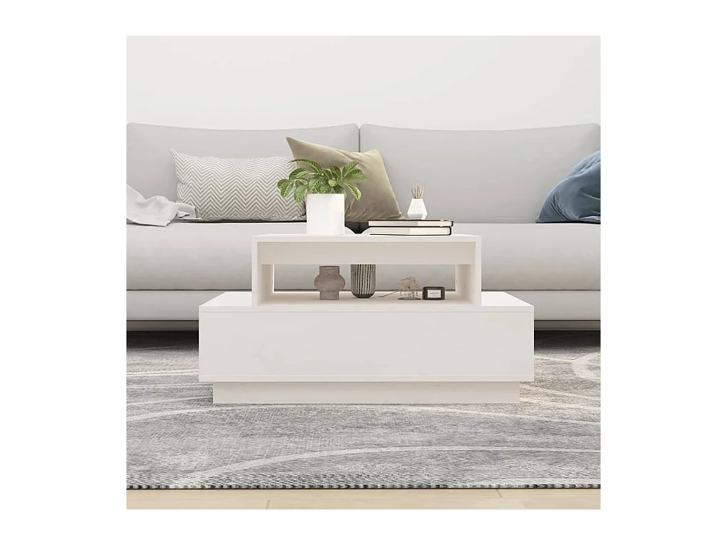 Mesa de centro | Mesa de apoio 80x55x40.5 cm madeira de pinho maciça branco