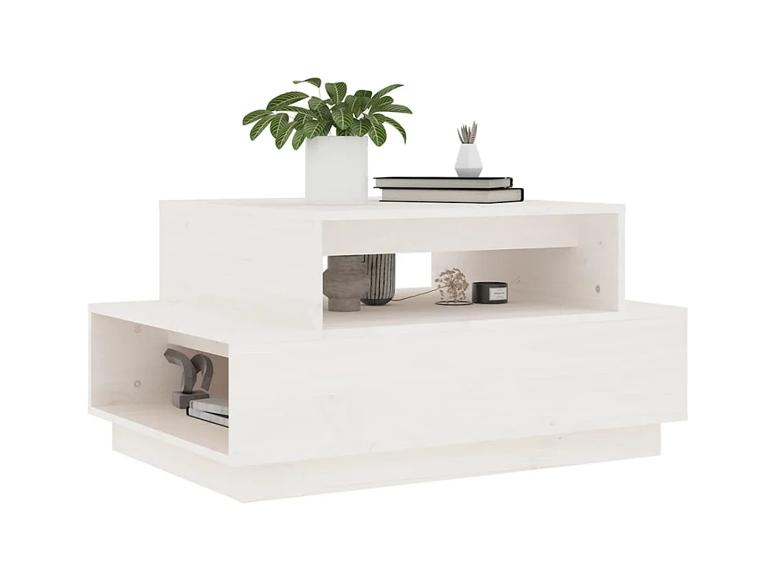 Mesa de centro | Mesa de apoio 80x55x40.5 cm madeira de pinho maciça branco