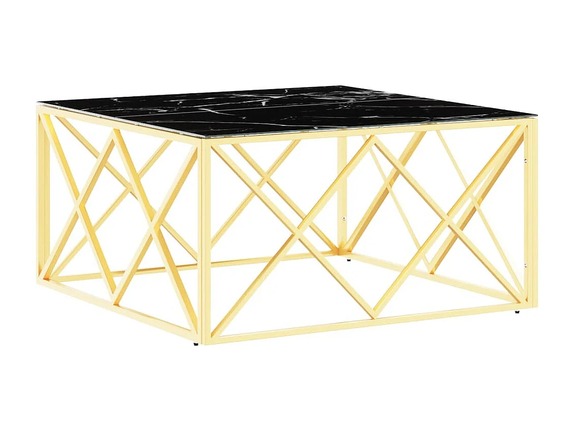 Couchtisch-Sofatisch-Beistelltische Golden 80x80x40 cm Edelstahl und Glas SHL79462